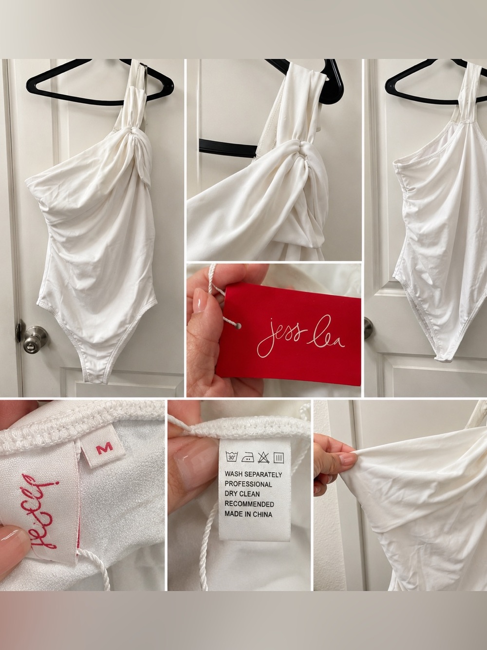 NWT Jess Lea White One Piece Swimsuit Side Bow Size M